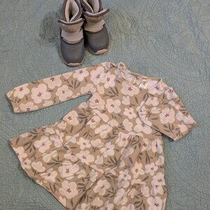 Carter Toddler Girl 3T Floral Dress & Toddler Size 6 Boots Bundle